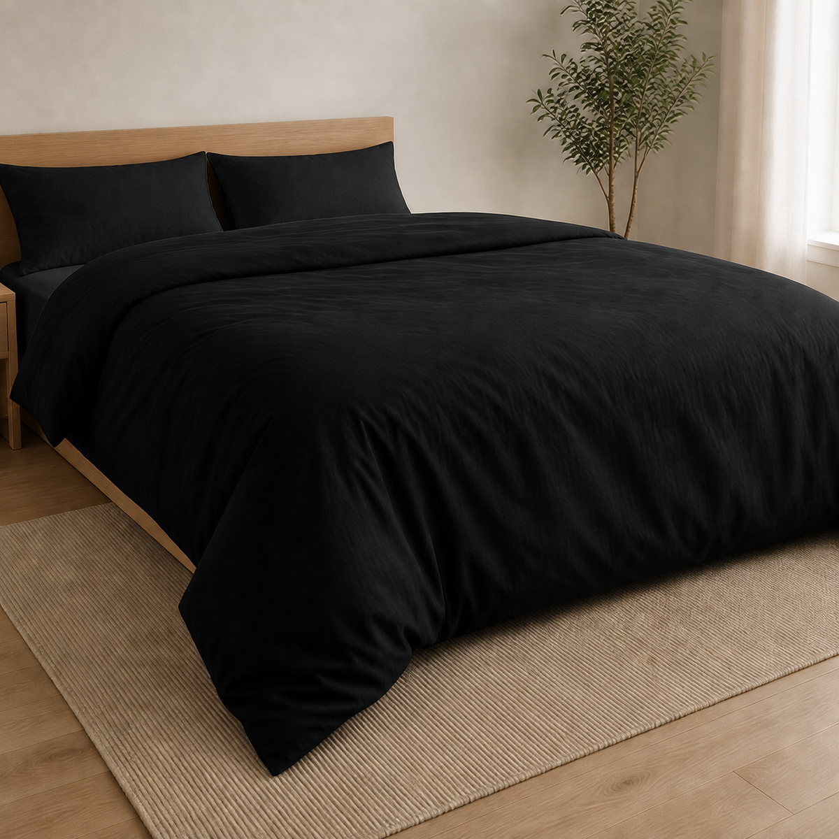 Housse de couette 100 % coton — Noir, Blanc et Rose