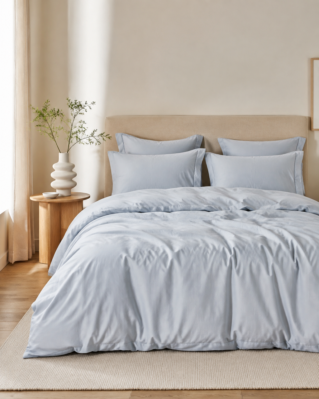 Housse de couette ZAKIRO 100 % coton — coloris Bleu brume