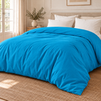 Mise en scène illustrative de la housse de couette ZAKIRO turquoise