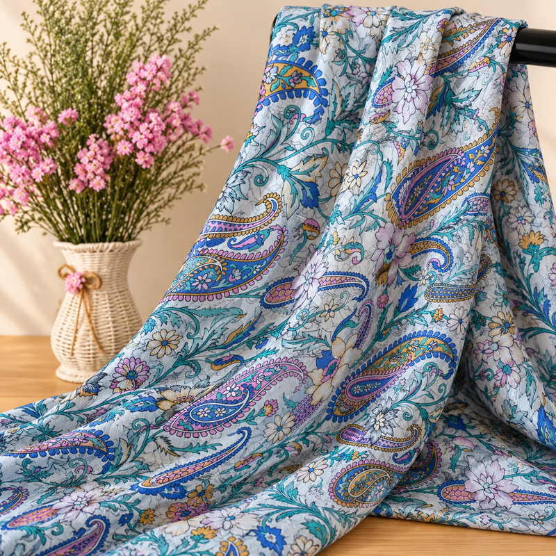 Tissu imprimé fleuri et motif cachemire au mètre — multicolore