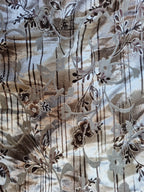 Photo réelle du tissu velours transparent à motifs fleuris beige et marron